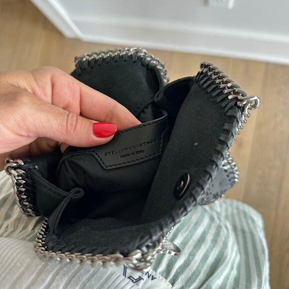 Stella McCartney Embellished Chevron Falabella Crossbody Bag Black White - Picture 6 of 8